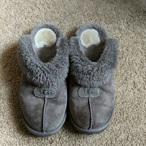 Grey suede Ugg Coquette slippers